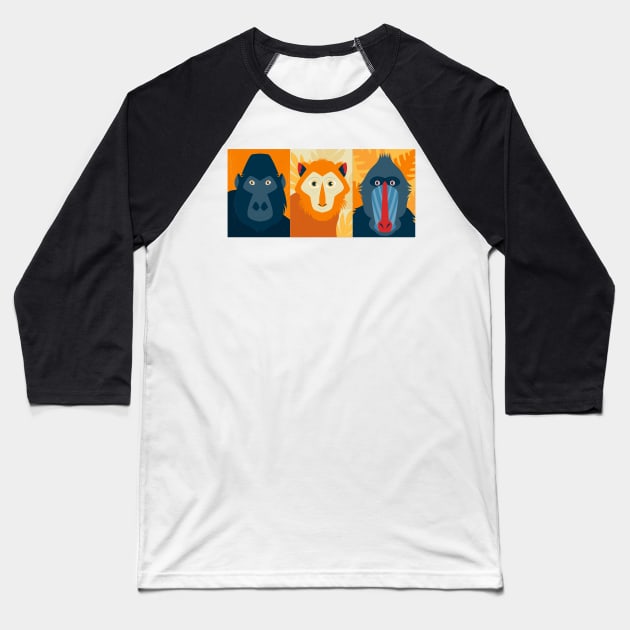 Digital Animal Art Baseball T-Shirt by Mako Design 